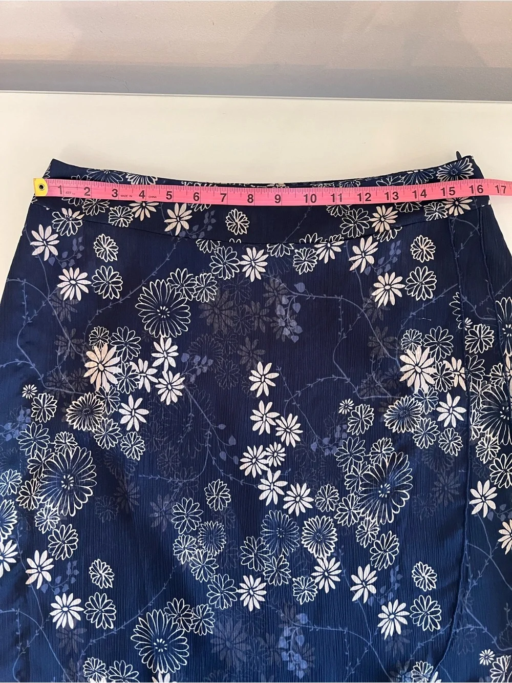 CLEO Linen Floral Skirt A-Line Blue White Summer Lightweight 10 - Picture 4 of 8